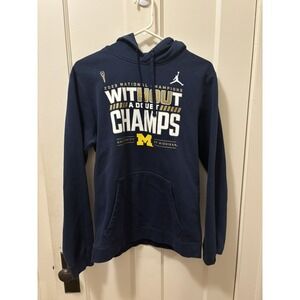 Jordan Michigan Wolverines 2023 National Champions Hoodie Navy Blue Mens M
